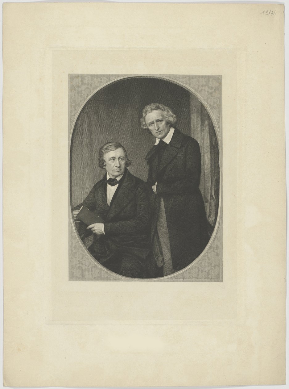 Dubbelporträtt av bröderna Grimm, ca 1845. av Unbekannt