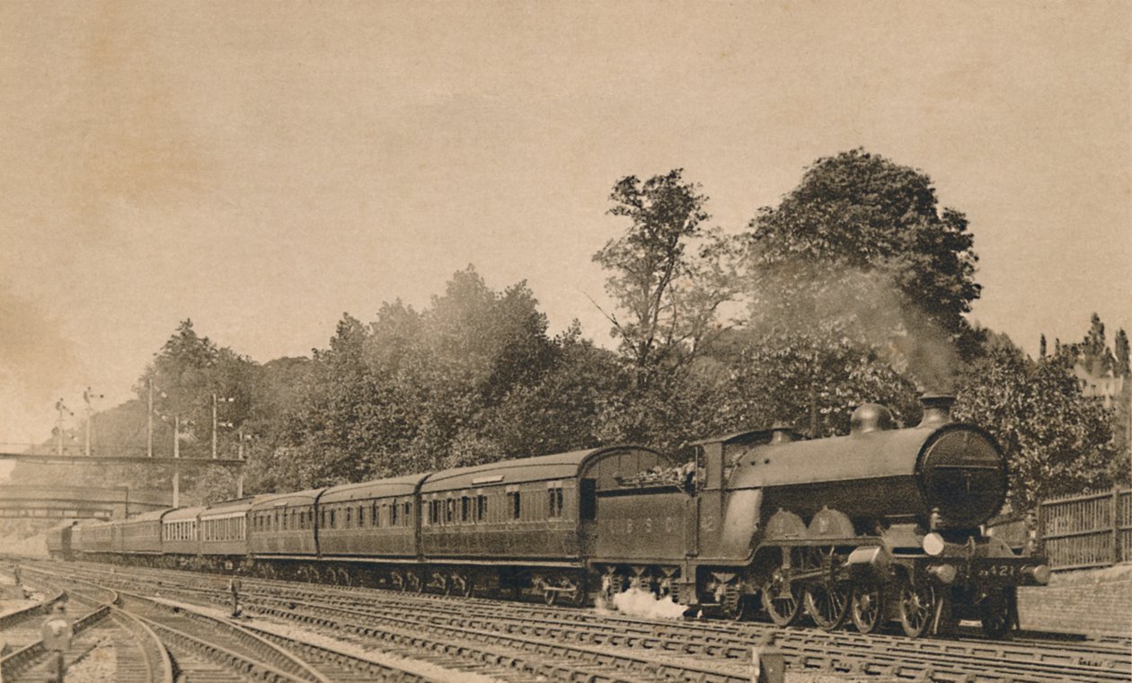 Ner Brighton Express nära South Croydon. Motor 4-4-2, nr 421, c1920. av Unbekannt