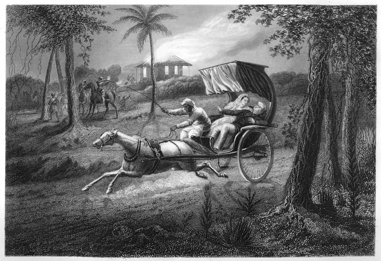 Dr Graham skjuten i sin vagn av Sealkote Mutineers, 1857, c1860 av Unbekannt