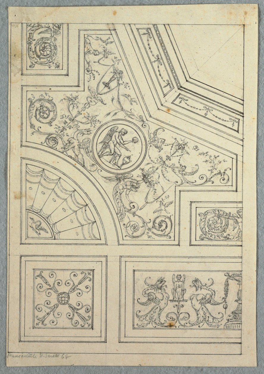 Ritning, design för ett tak, ca. 1800 av Unbekannt