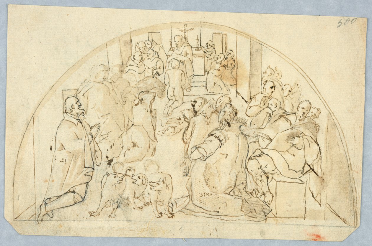 Ritning, Design för en överdörr, 1600–1800-talet av Unbekannt