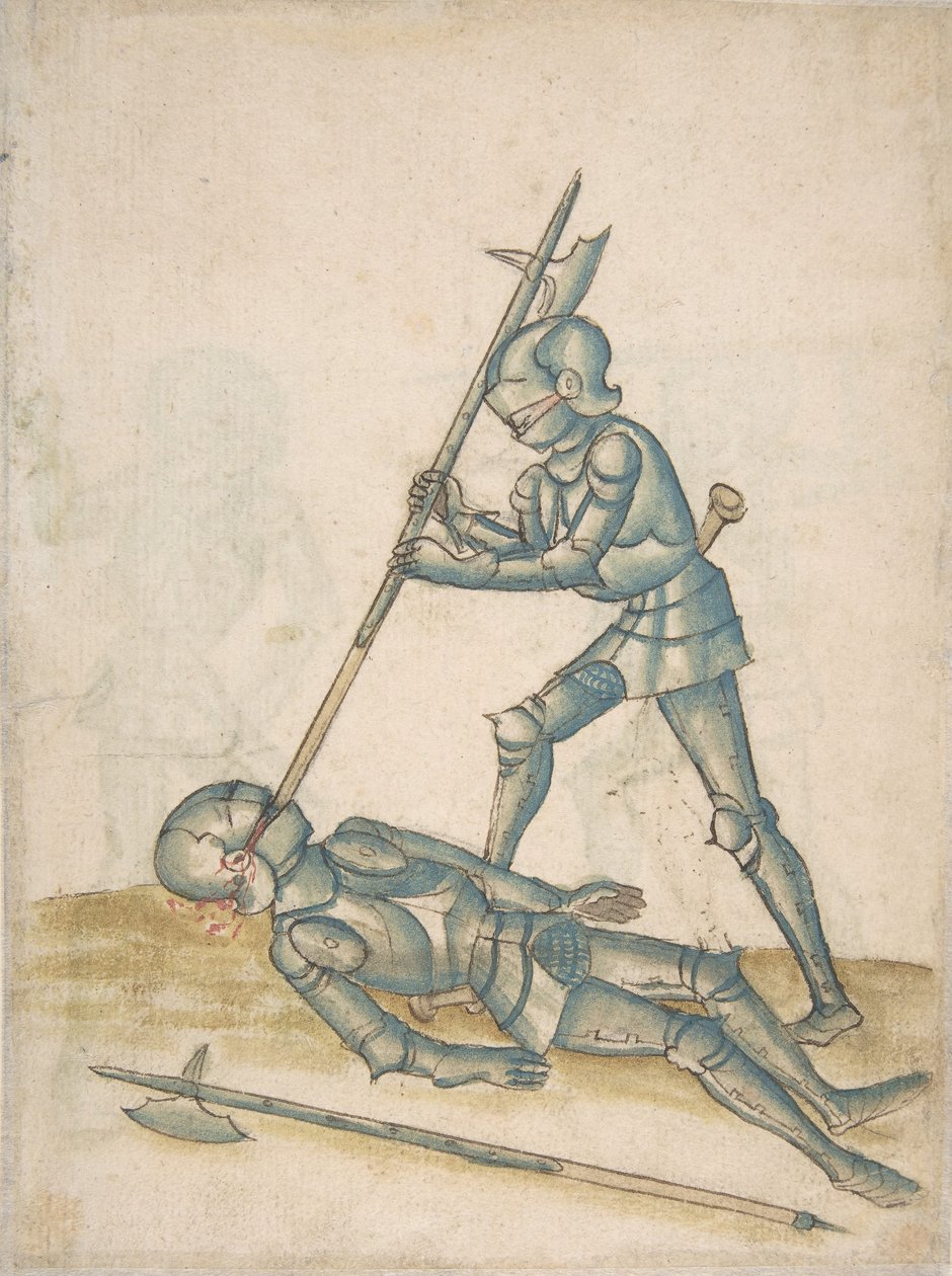 Teckningar som visar Combat on Foot Champ Clos, 1500-talet. av Unbekannt