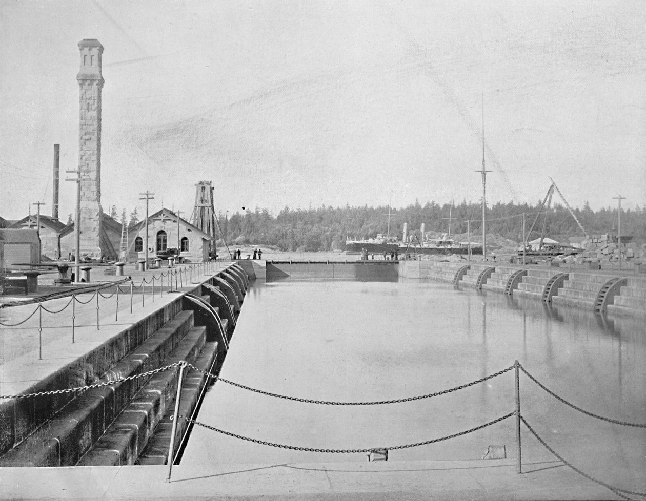 Torrdocka vid Esquimalt, British Columbia, c1897. av Unbekannt