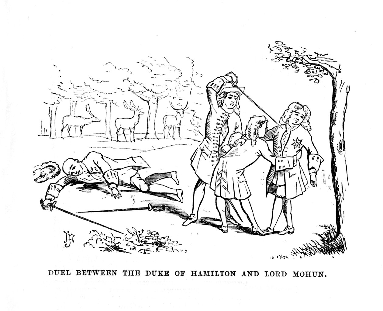 Duell mellan hertigen av Hamilton och Lord Mohun, c1870 av Unbekannt