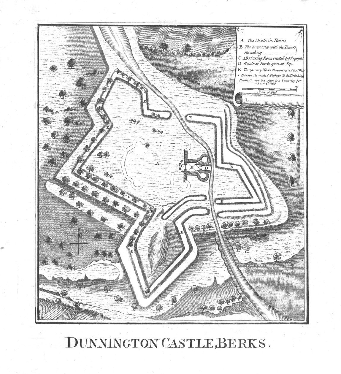 Dunnington Castle, Berks., sent 1700-tal av Unbekannt