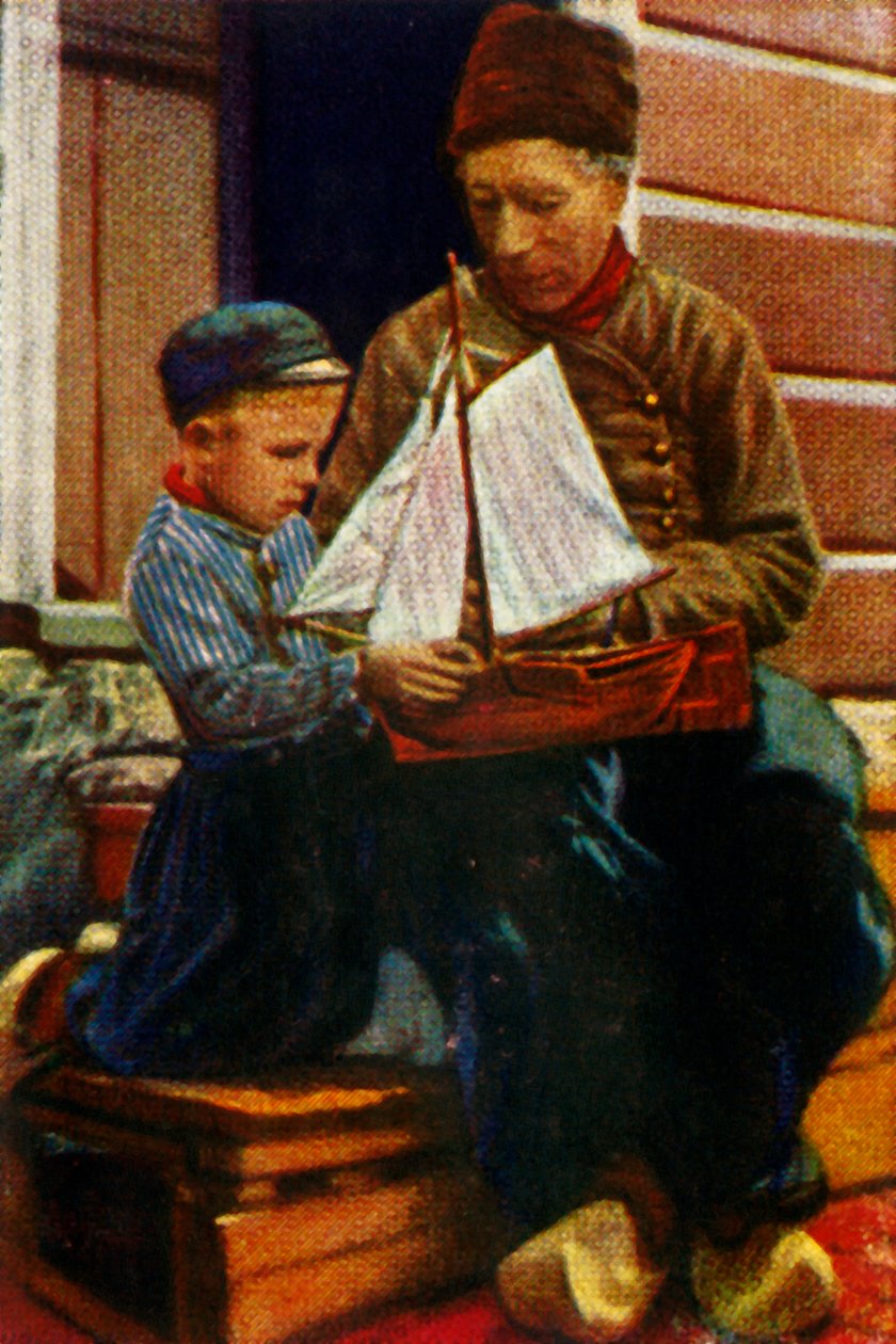 Holländsk far och son i traditionell klädsel, c1928. av Unbekannt