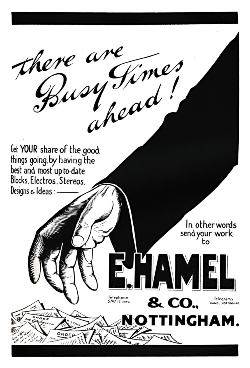 E. Hamel & Co.-annons - Det är hektiska tider framför oss!, 1919 av Unbekannt