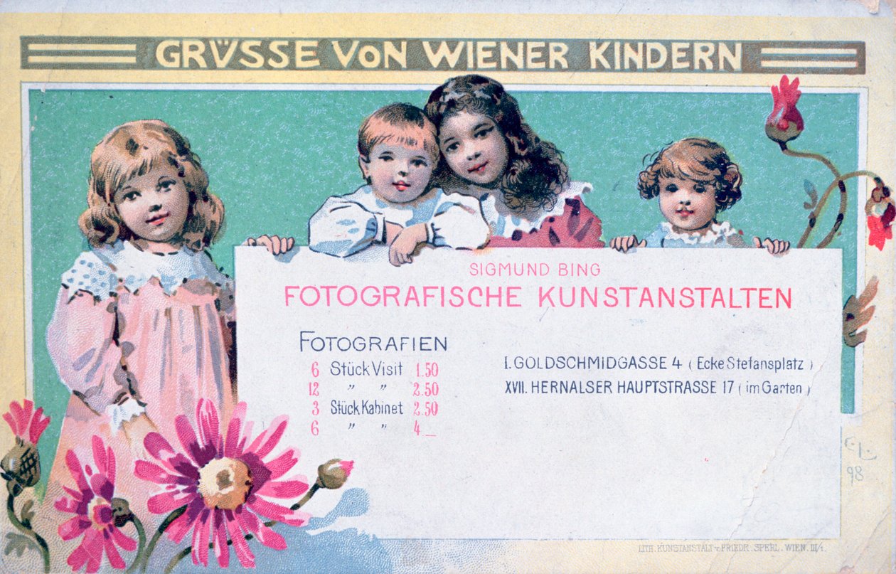 Tidiga wienska fotografers reklamkort av Unbekannt