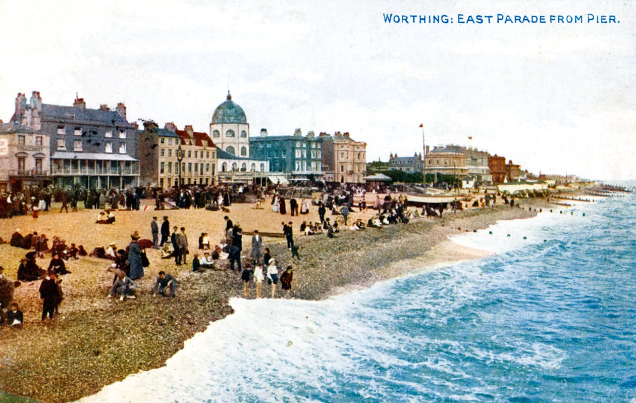 East Parade från piren, Worthing, Sussex, tidigt 1900-tal av Unbekannt