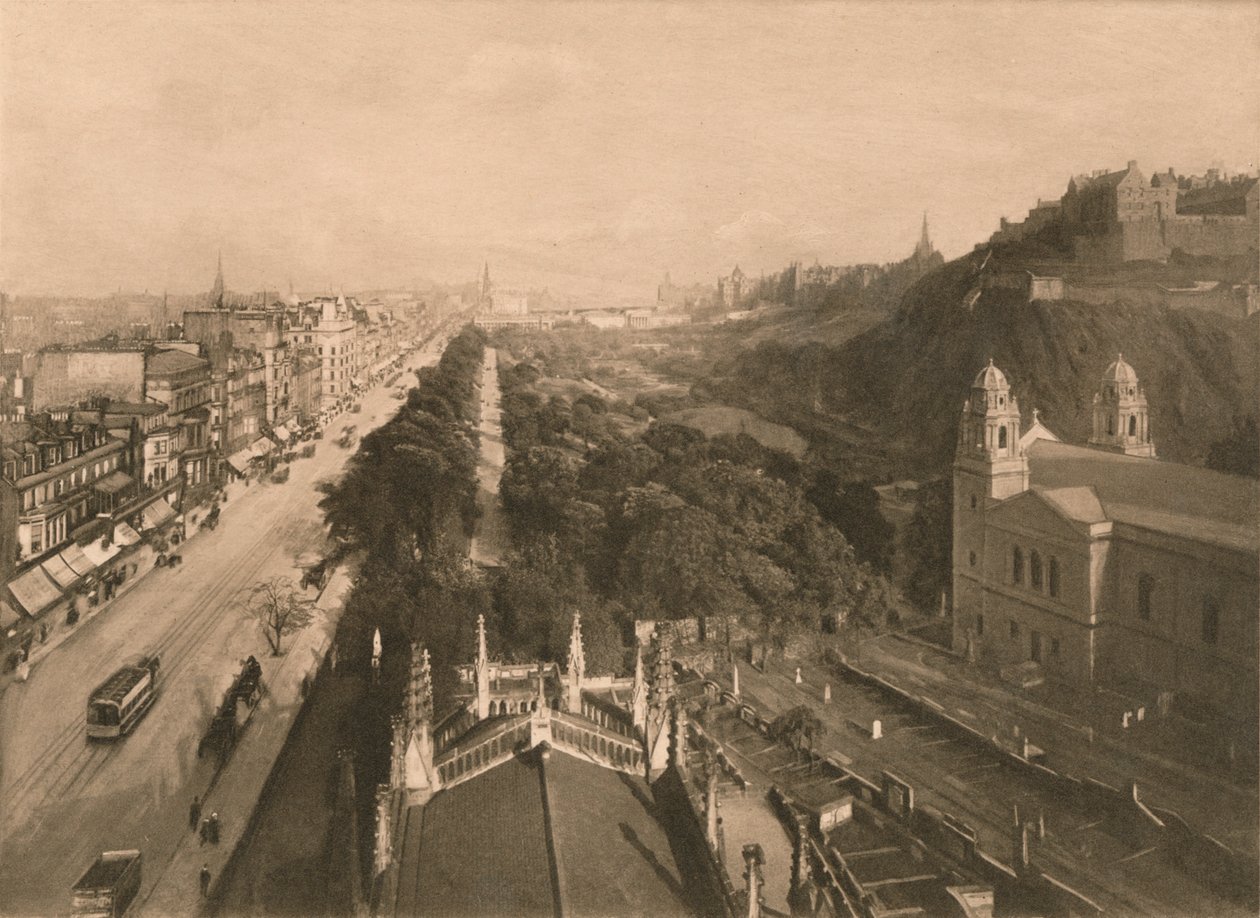 Edinburgh, ser mot Calton Hill, från West End av Princes Street, 1902 av Unbekannt