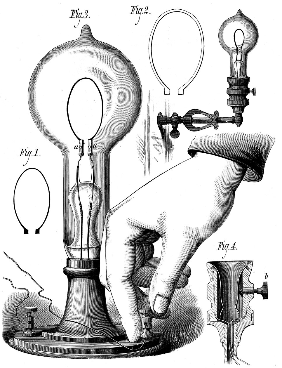 Edisons kolfilamentlampa, 1880 av Unbekannt
