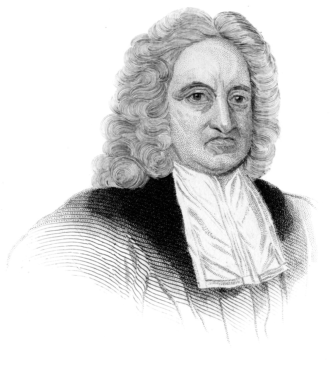 Edmond Halley, engelsk astronom, matematiker, meteorolog och fysiker, c1850 av Unbekannt
