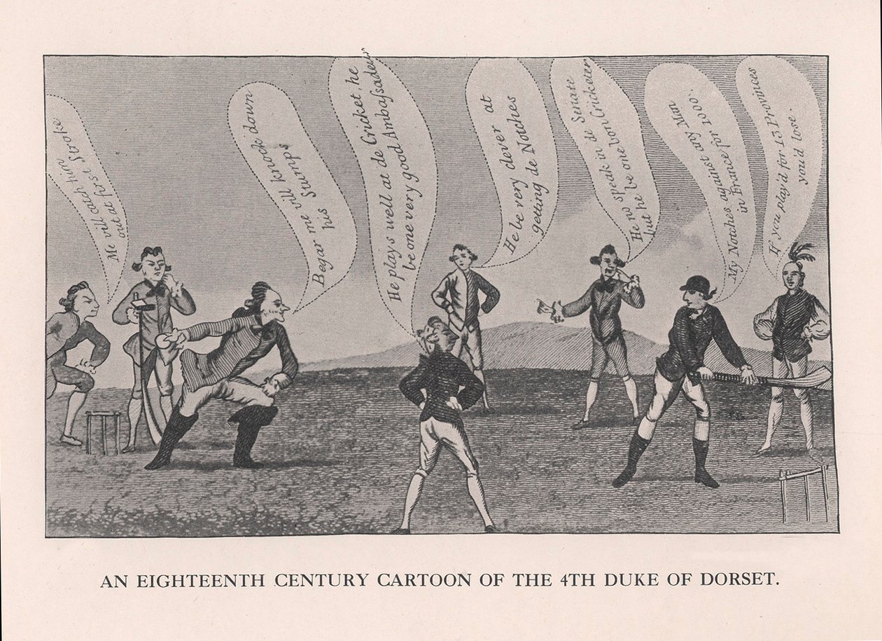 Edward Sackville 1591-1652, 4:e hertigen av Dorset, spelar cricket, 1700-talet 1912 av Unbekannt