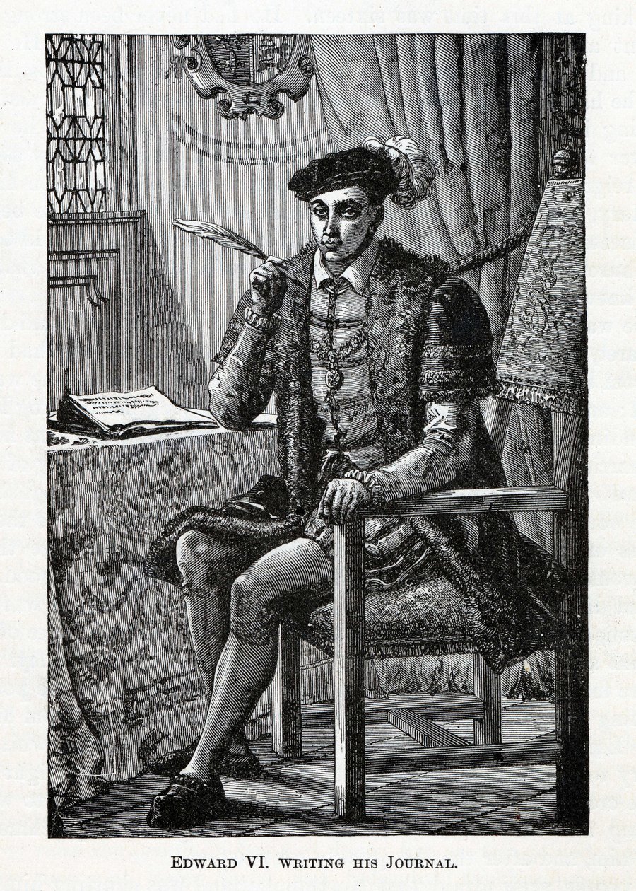 Edward VI skrev sin tidskrift, 1882 av Unbekannt