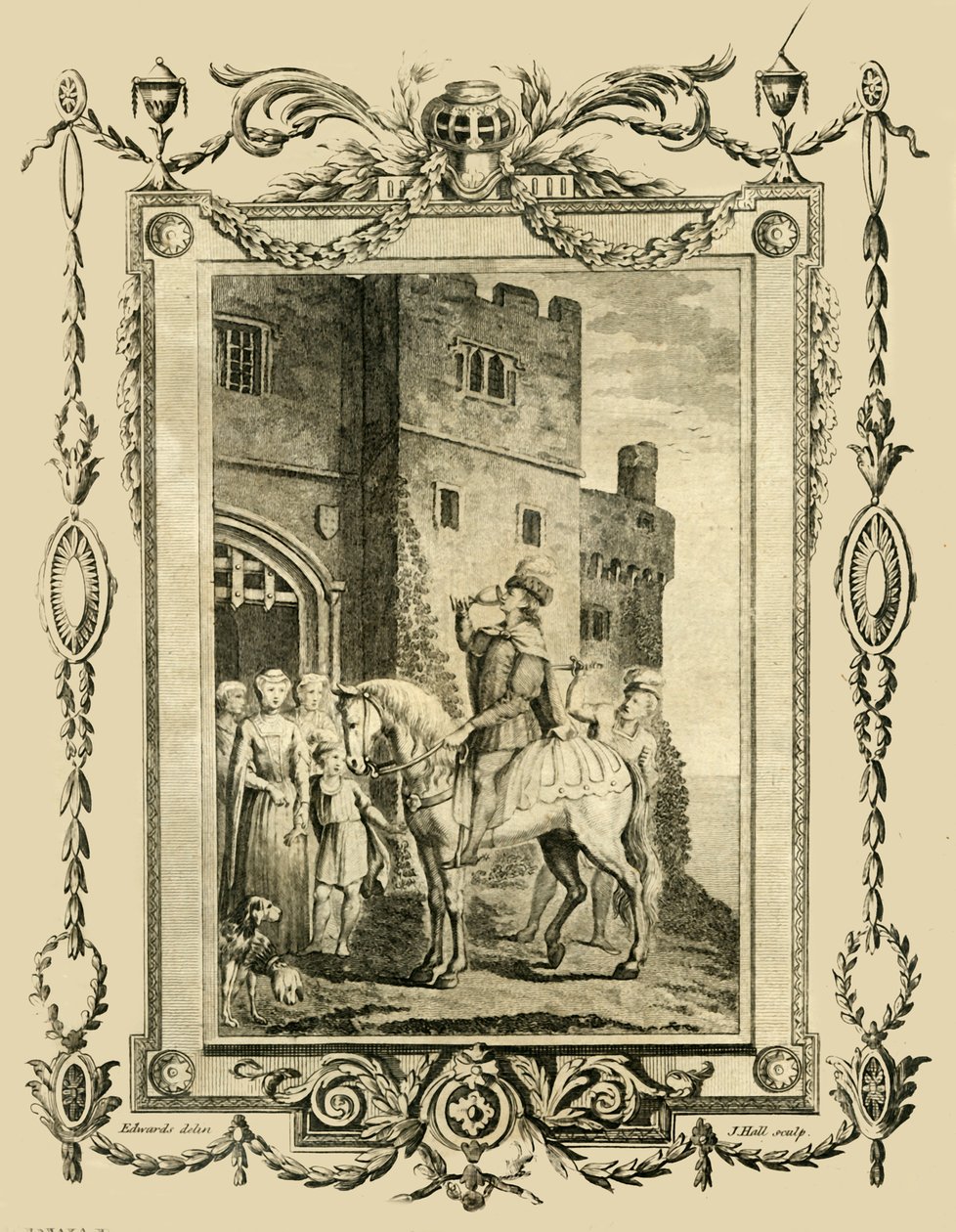 Edward Martyren knivhögg på order av sin styvmor, Elfrida, på Corfe Castle, 978, 1783. av Unbekannt