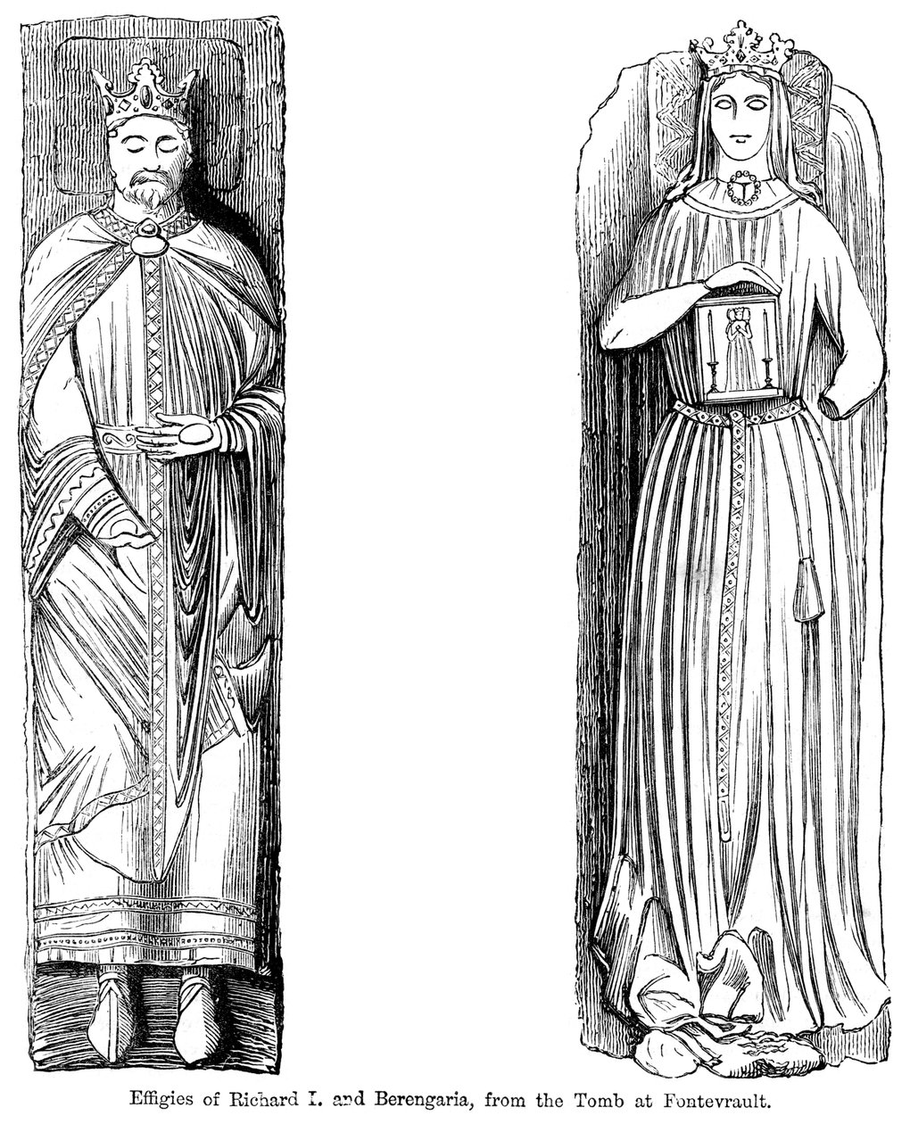Bilder av Richard I och Berengaria, från graven vid Fontevrault Abbet, Frankrike av Unbekannt