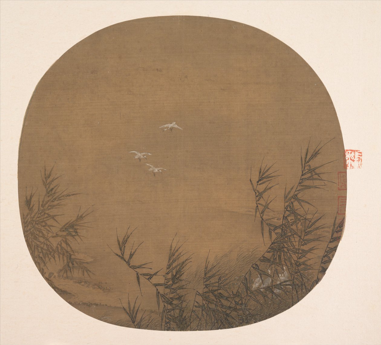 Egrets in Water Reeds, sent 1100-tal. av Unbekannt
