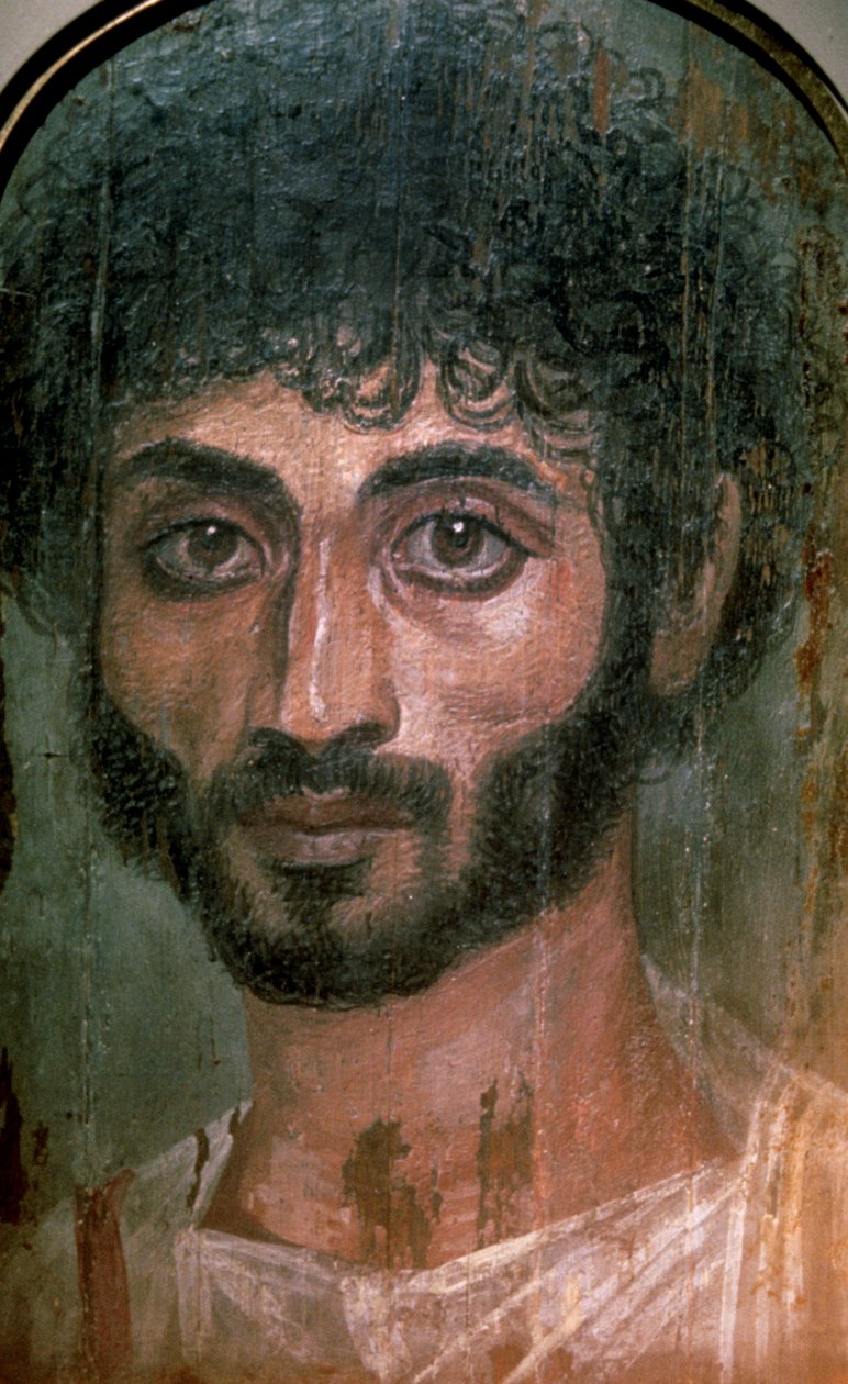 Egyptiskt Fayum-porträtt av en man, romersk period. 2:a århundradet e.Kr av Unbekannt
