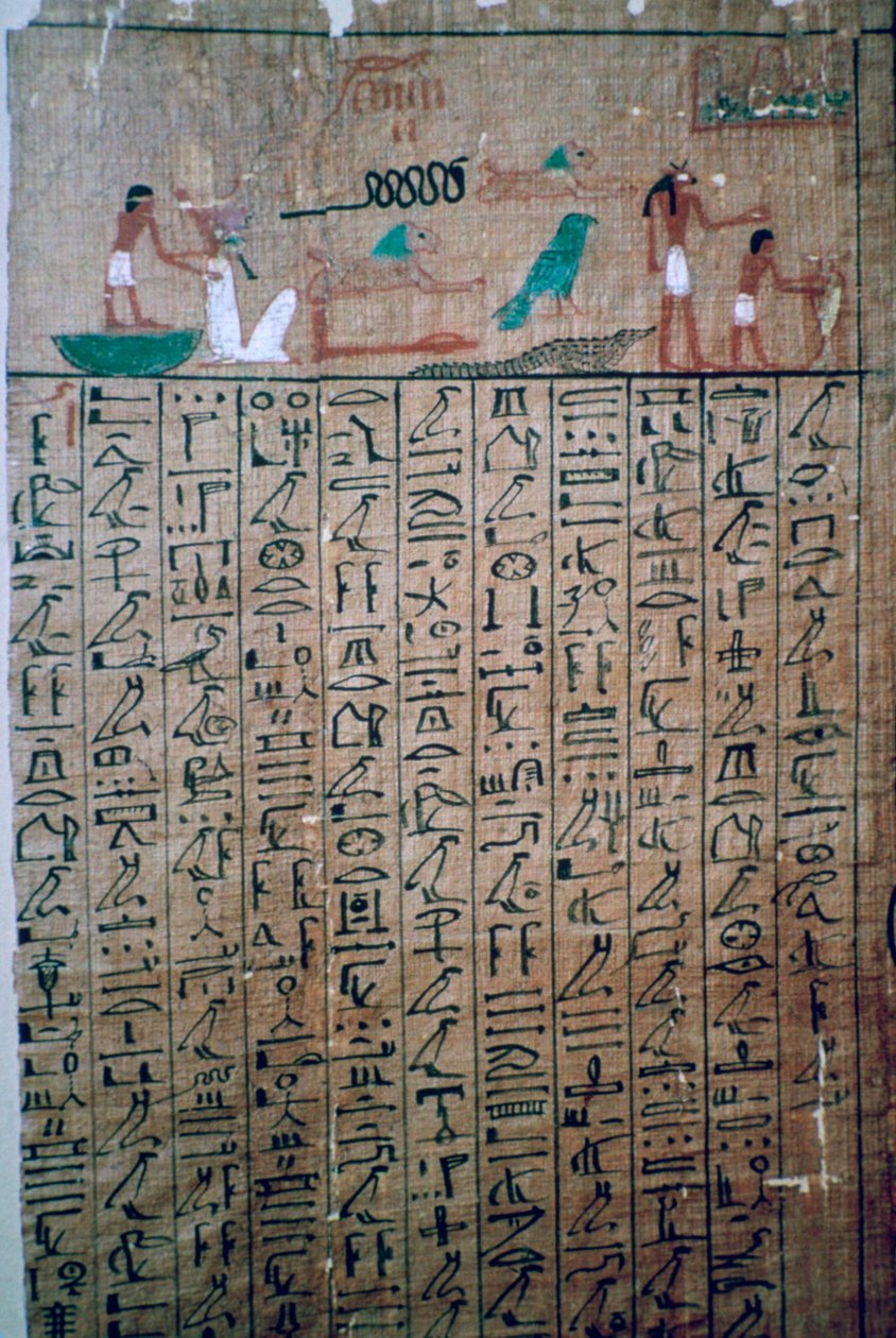 Egyptiska hieroglyfer från en dödsbok av Unbekannt