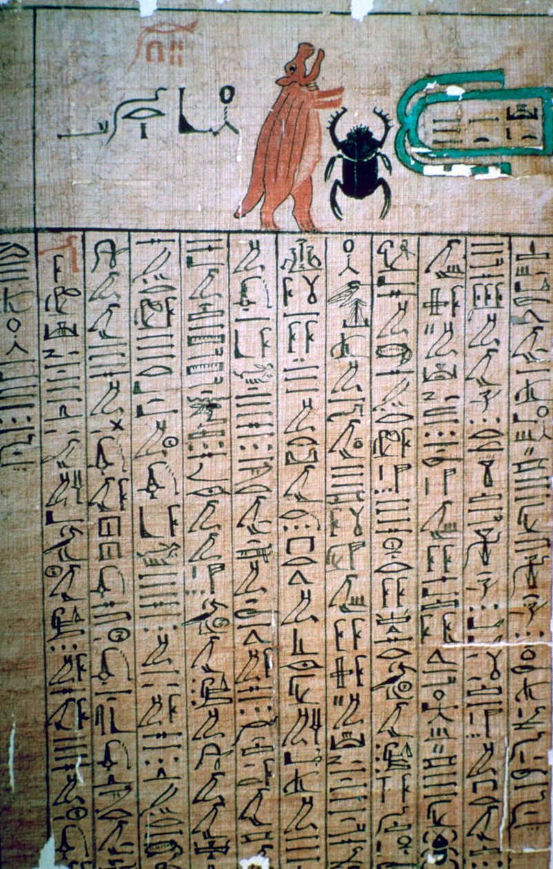 Egyptiska hieroglyfer från en dödsbok av Unbekannt