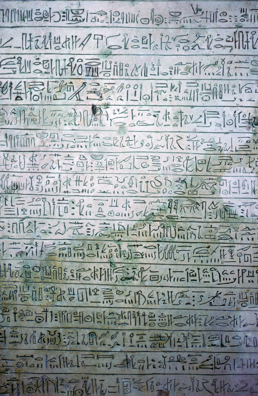 Egyptisk kalkstensstele med hieratisk skrift av Unbekannt