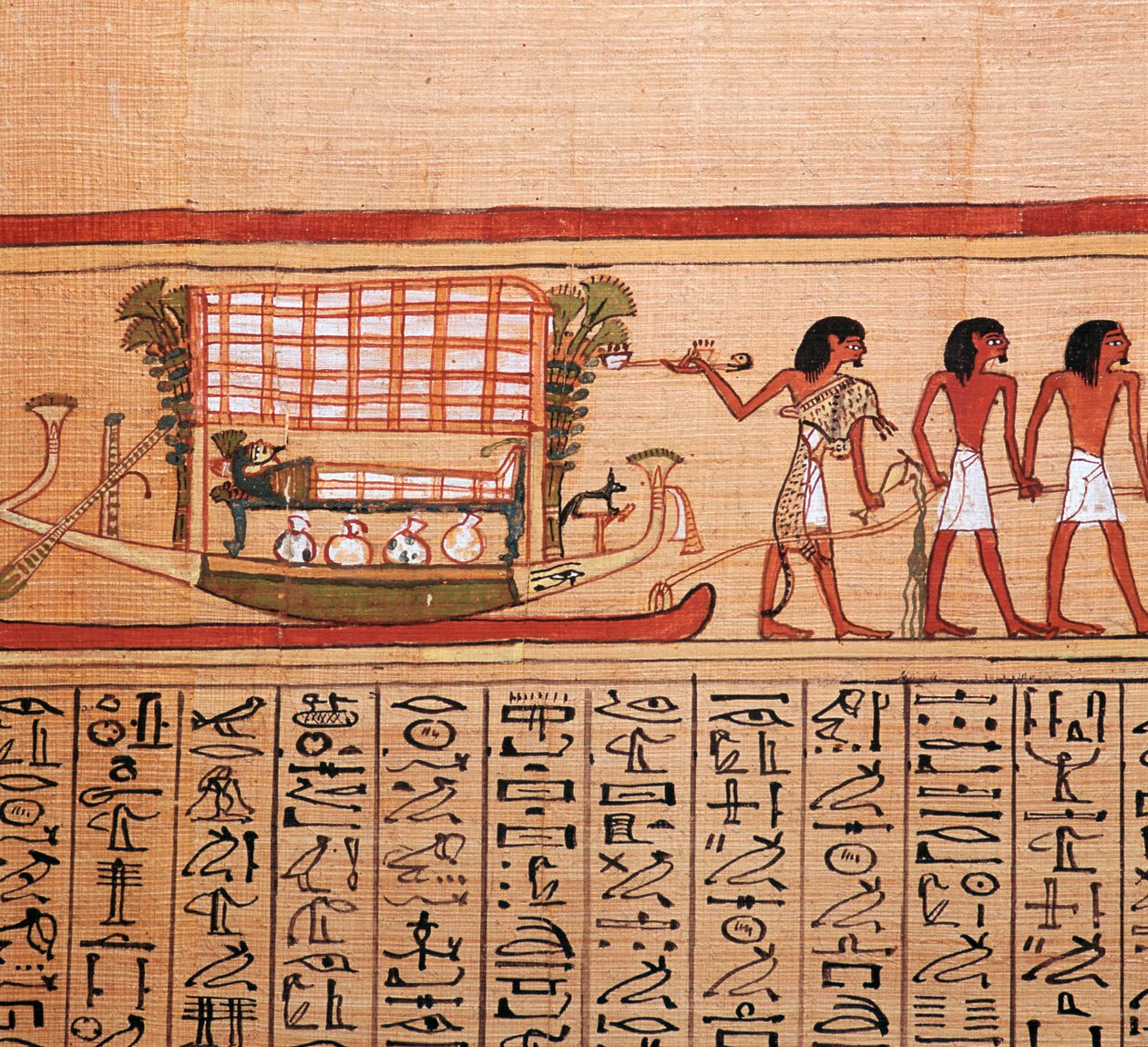 Egyptisk papyrus som visar att ta mumien till begravningsplatsen, 1200-talet f.Kr av Unbekannt