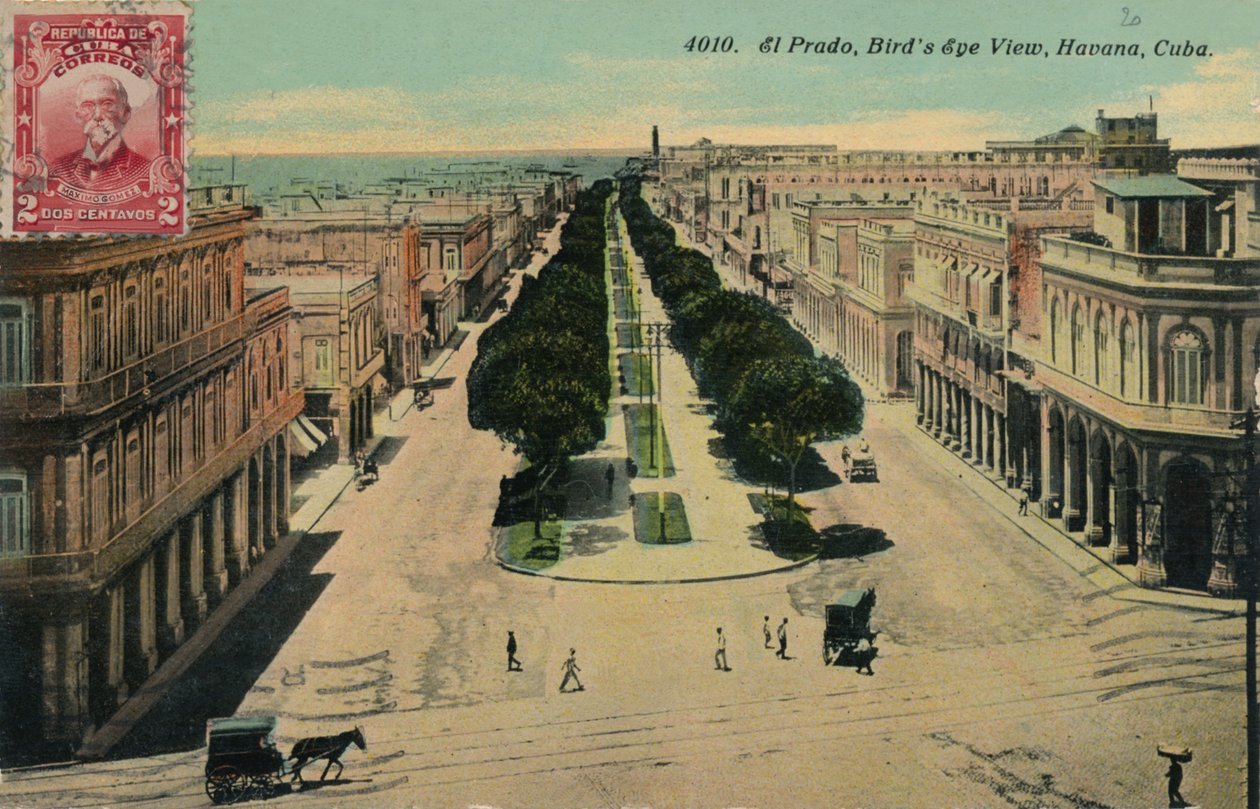 El Prado, Birds Eye View, Havanna, Kuba, 1911 av Unbekannt