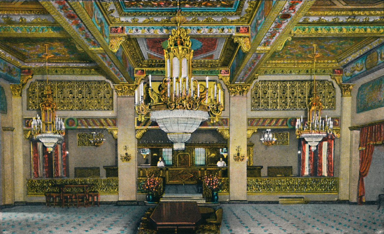 Utarbetad interiör av kasinot och den berömda guldbaren, Hotel Agua Caliente, c1939 av Unbekannt