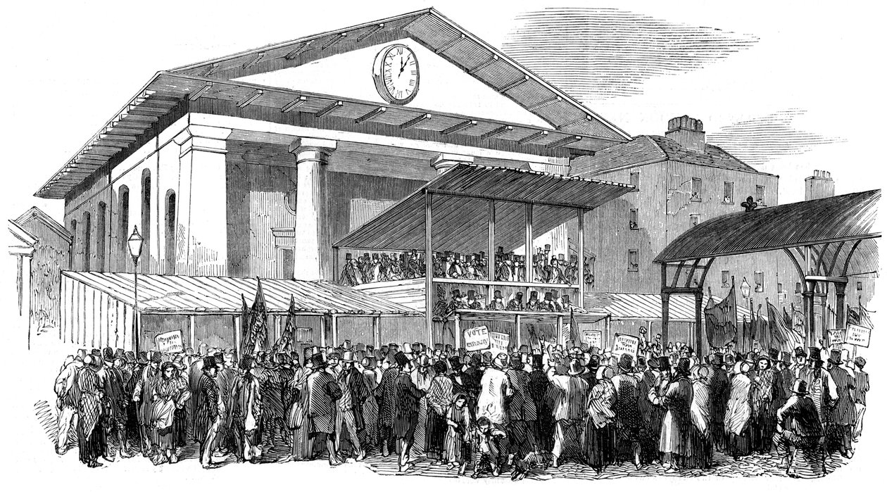 Valhusting i Covent Garden under valet i Westminster, London, 1852 av Unbekannt