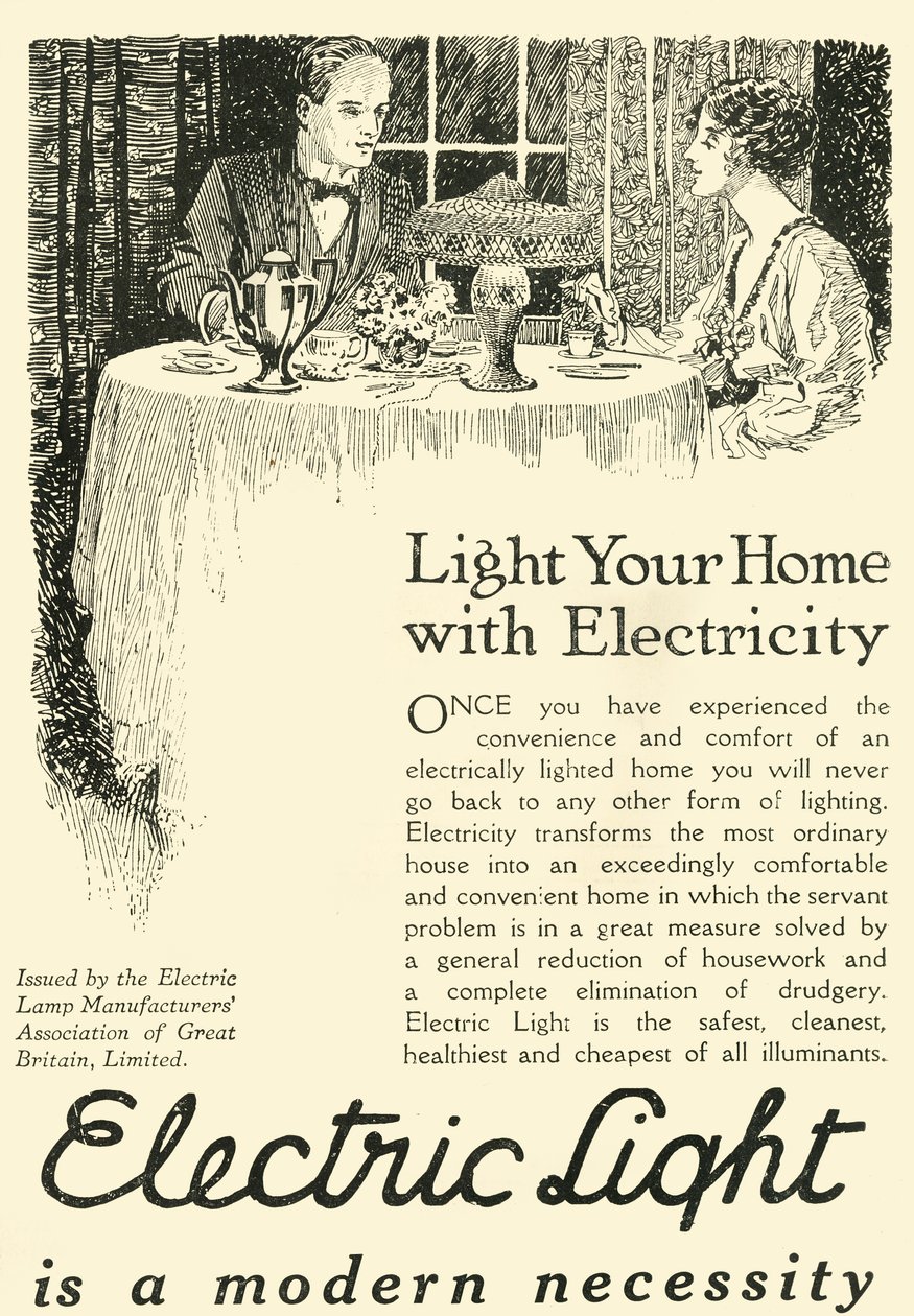 Elektriskt ljus är en modern nödvändighet, 1920. av Unbekannt