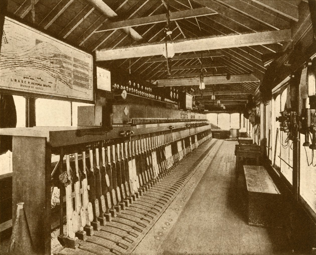 Elektromekanisk signalkabin vid Victoria, Southern Railway, 1930. av Unbekannt