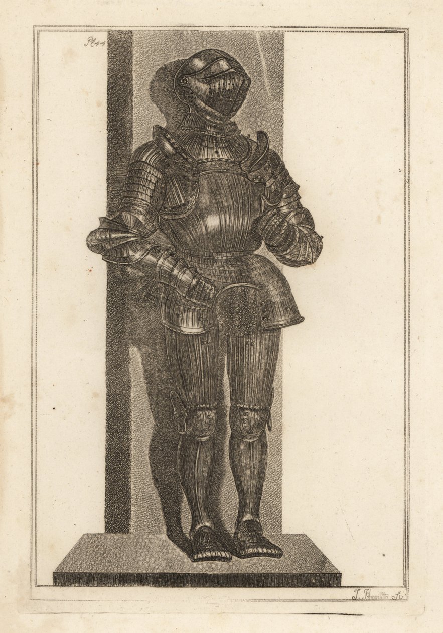 Elegant dräkt med räfflad rustning som kom med Lord Warwick från Tyskland av Unbekannt