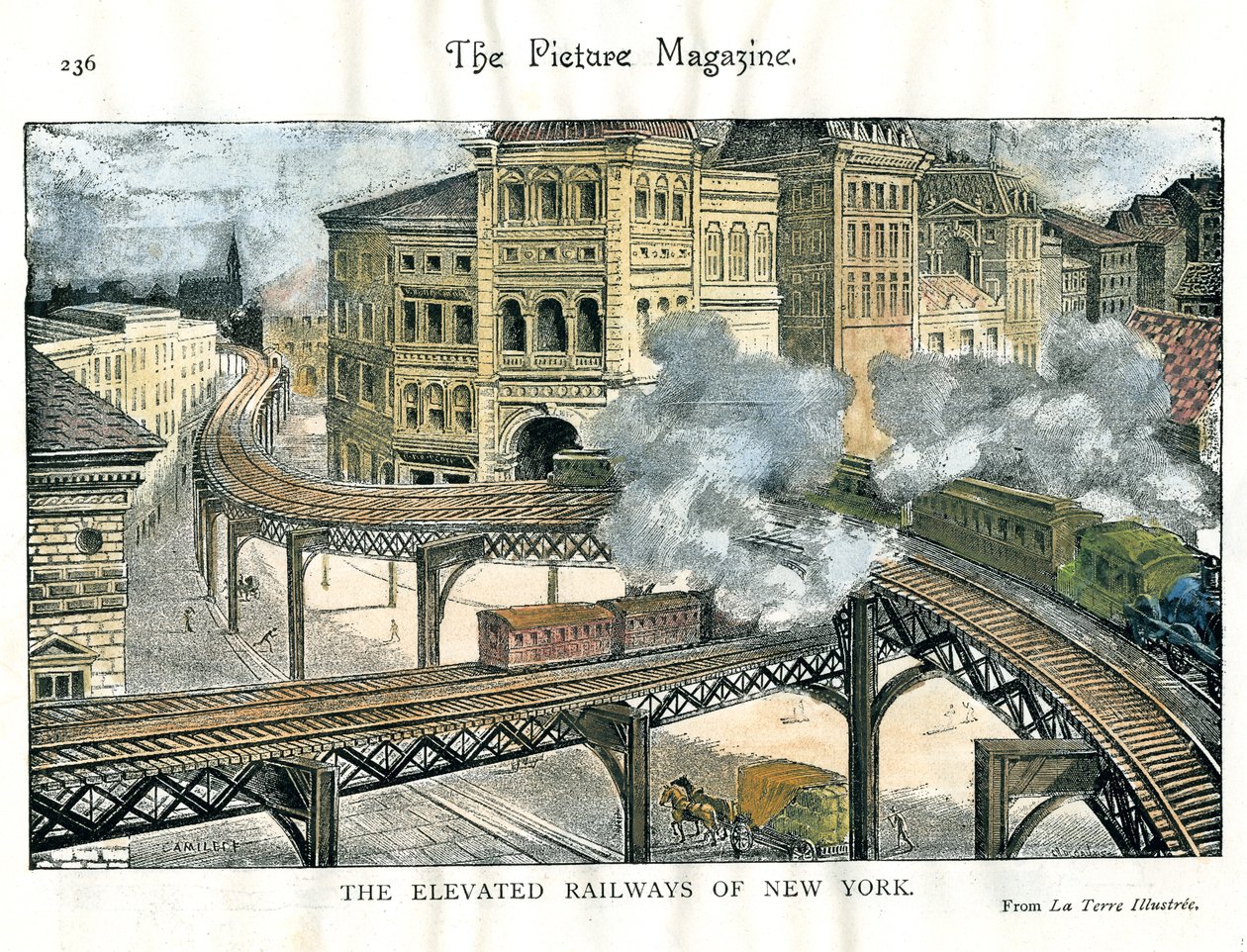 Elevated Railway i New York, från The Picture Magazine, c1800-talet av Unbekannt