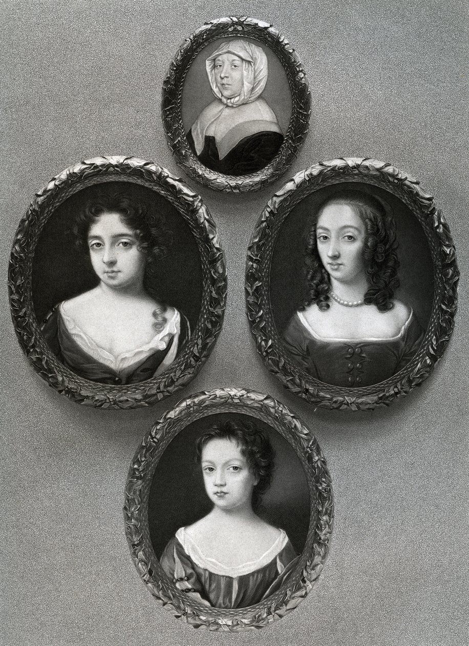 Elizabeth Cromwell, mor till Oliver Cromwell och hans döttrar, Mary, Elizabeth och Bridget, 1899. av Unbekannt