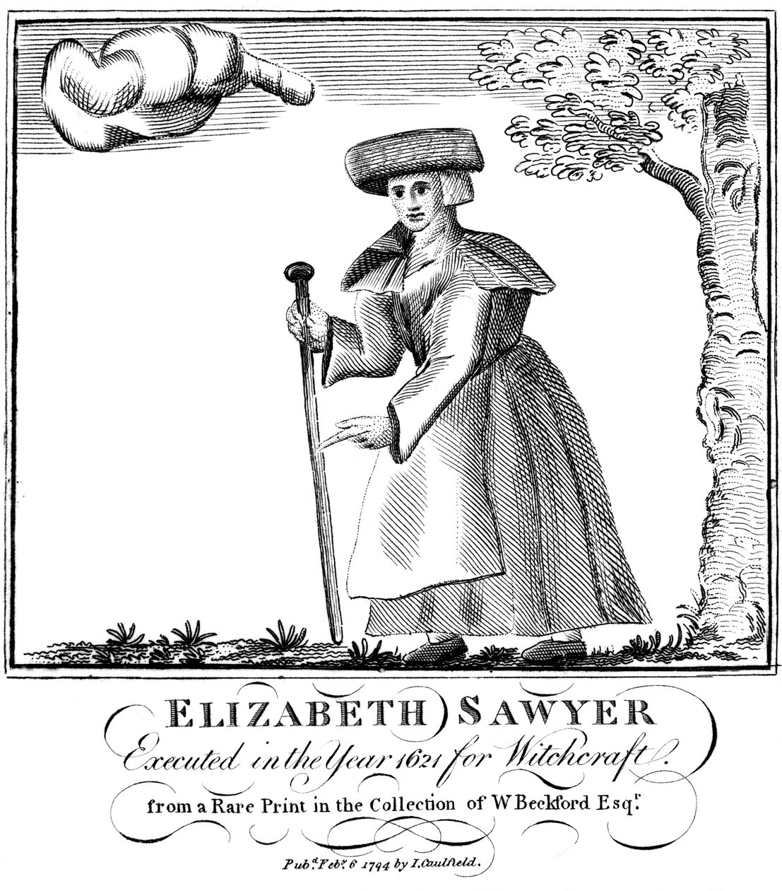 Elizabeth Sawyer, avrättad som häxa i England 1621, 1794 av Unbekannt