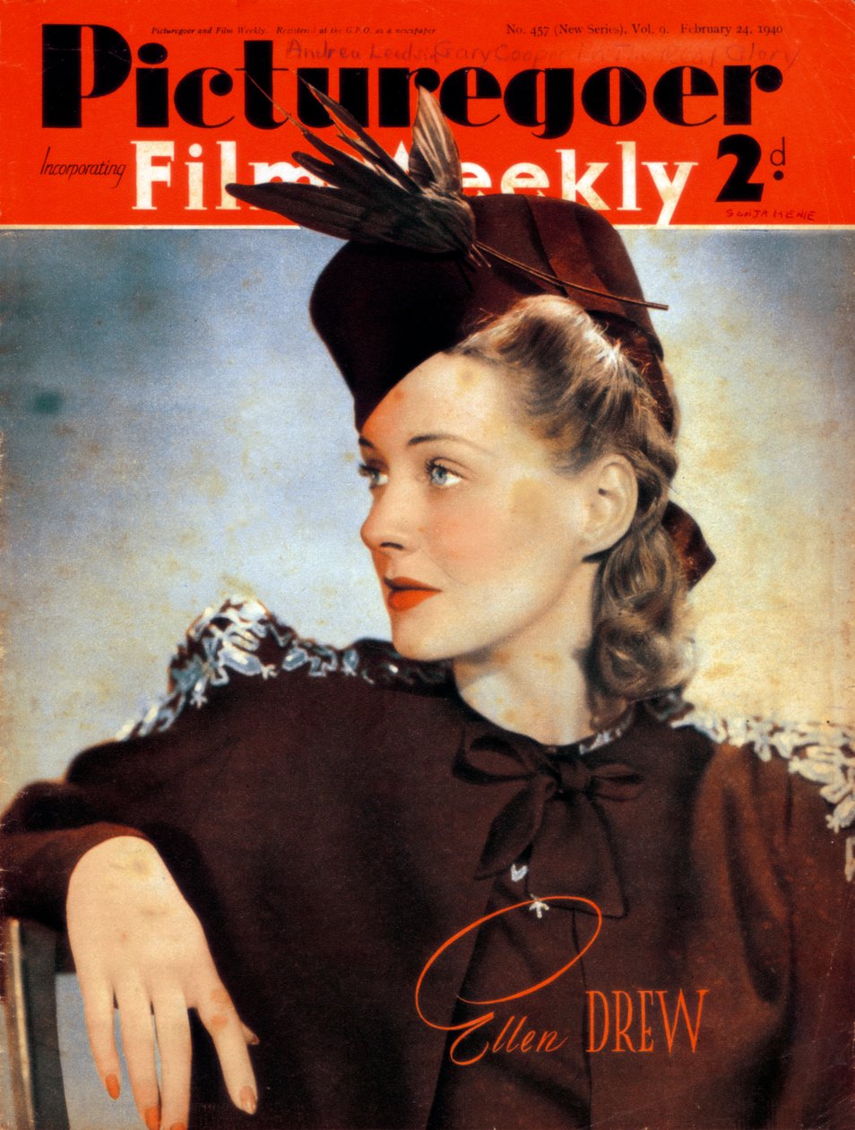 Ellen Drew 1915-2003, amerikansk skådespelerska, 1940 av Unbekannt