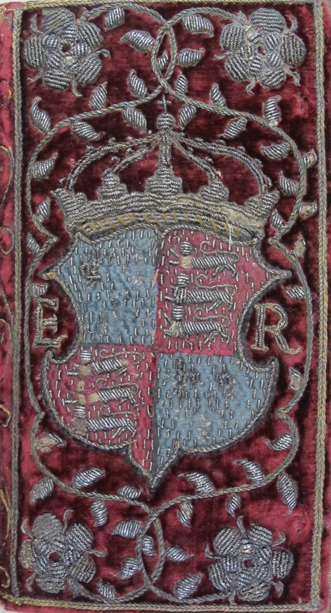 Broderad sammetsbindning på John Udalls predikningar med Elizabeth I:s armar, 1596 av Unbekannt