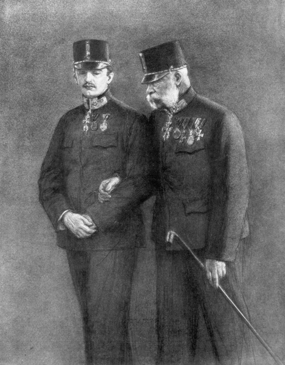Kejsar Franz Josef I av Österrike och ärkehertig Karl Habsburg, 1926 av Unbekannt