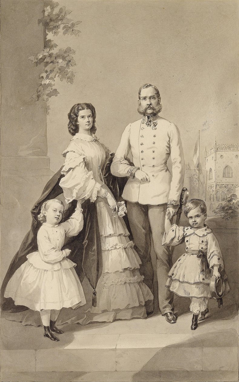 Kejsar Franz Joseph I med kejsarinnan Elisabeth och deras barn ..., ca 1860. av Unbekannt