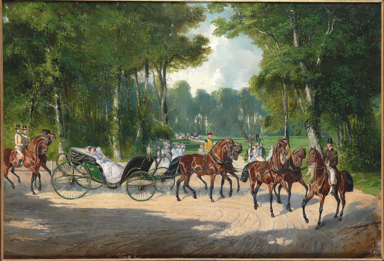 Kejsarinna Elisabeth i en vagn i Wiens Prater, ca 1860. av Unbekannt