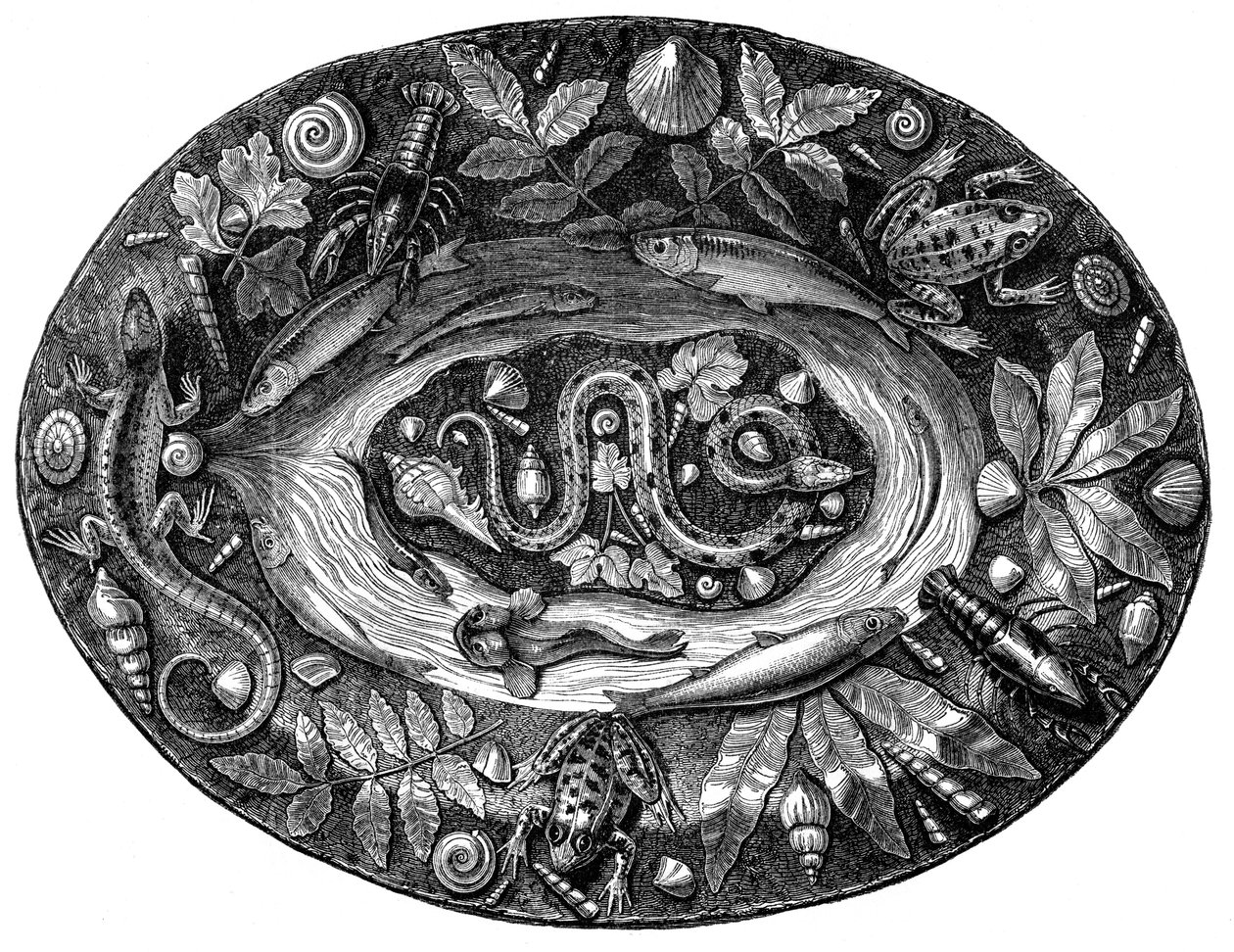 Emaljerat fat av Bernard Palissy, 1500-talet, 1870 av Unbekannt