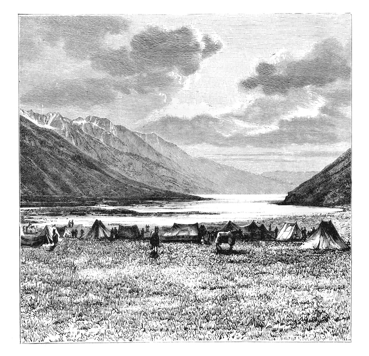 Lägret för den engelska expeditionen 1871, Lake Pang-Kong, Tibet, 1895 av Unbekannt