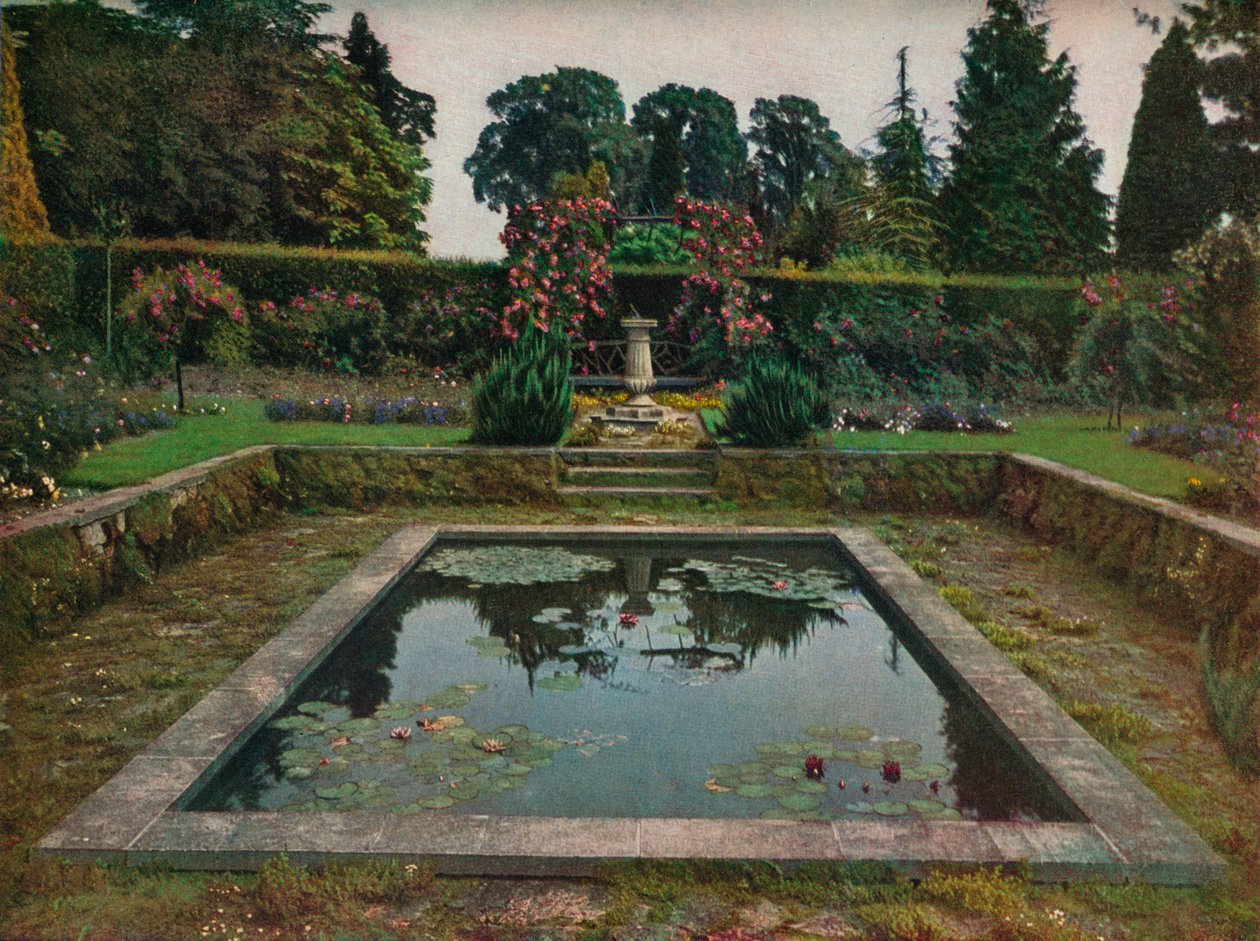 Inhägnad trädgård och Lily Pool i Gatton Park, Surrey, 1914 av Unbekannt