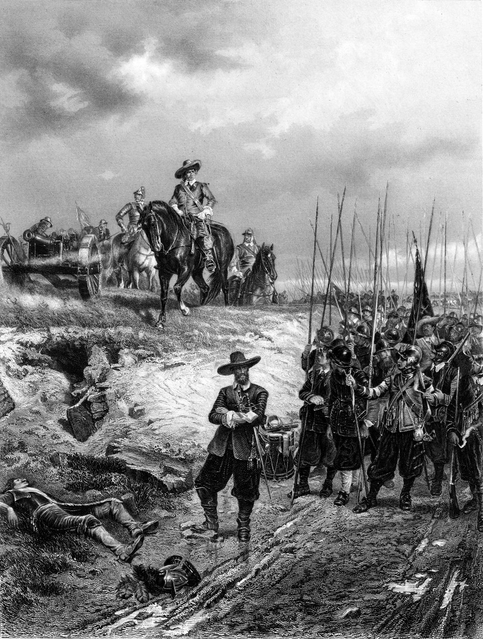 Engelska inbördeskrigen: Oliver Cromwell 1599-1658 vid slaget vid Marston Moor, 2 juli 1644 av Unbekannt