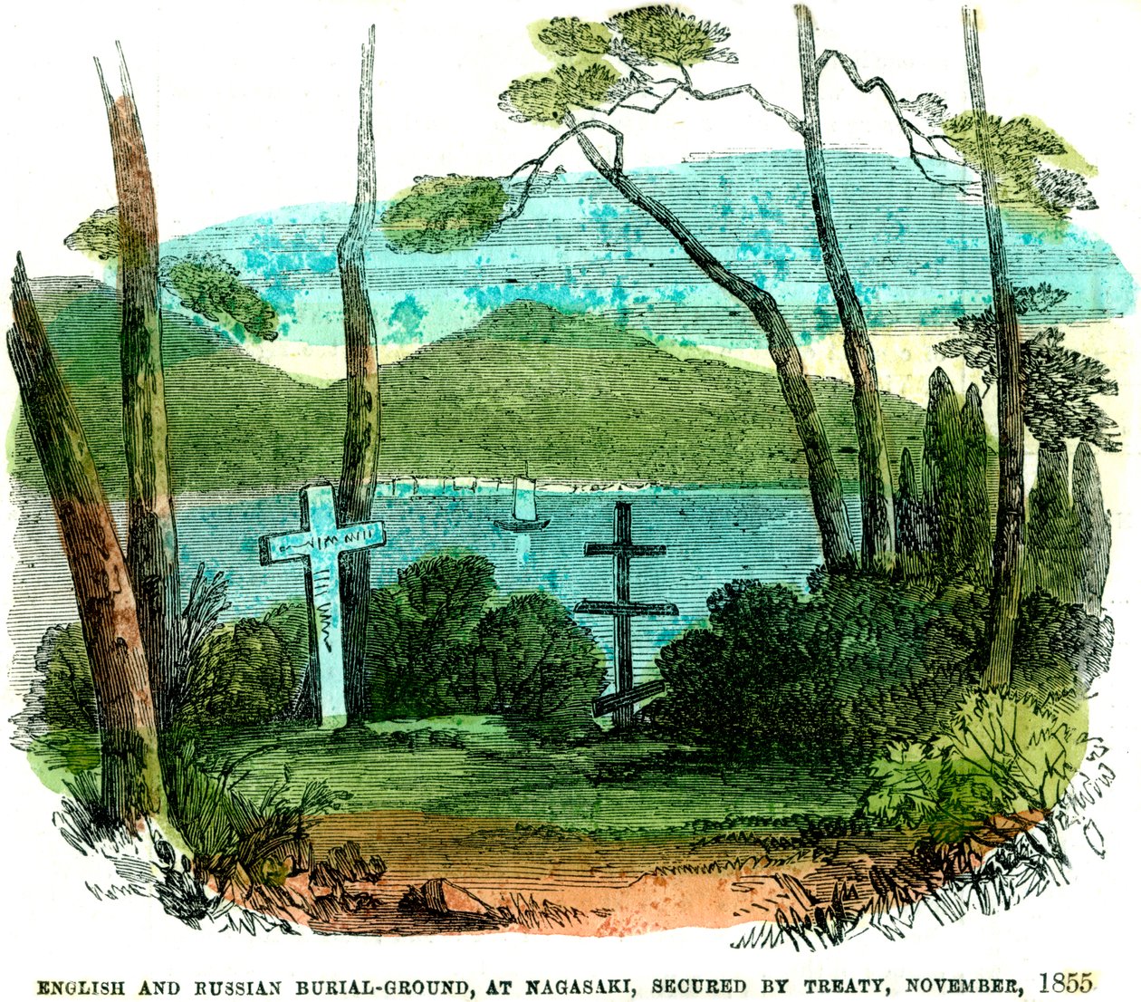Engelsk och rysk gravplats i Nagasaki, säkrad genom fördrag, november 1855, 1856 av Unbekannt