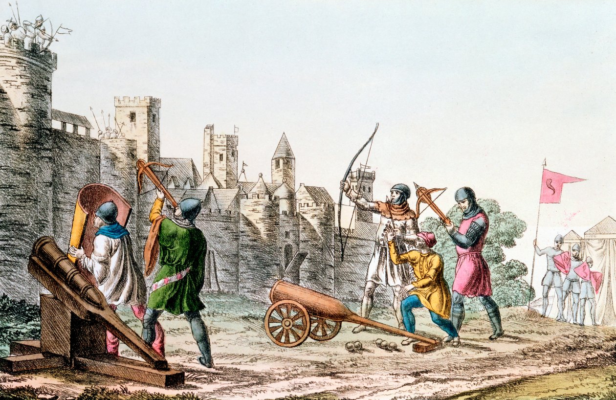Engelska trupper attackerar en fransk stad, hundraåriga kriget, 1337-1453 c1830 av Unbekannt
