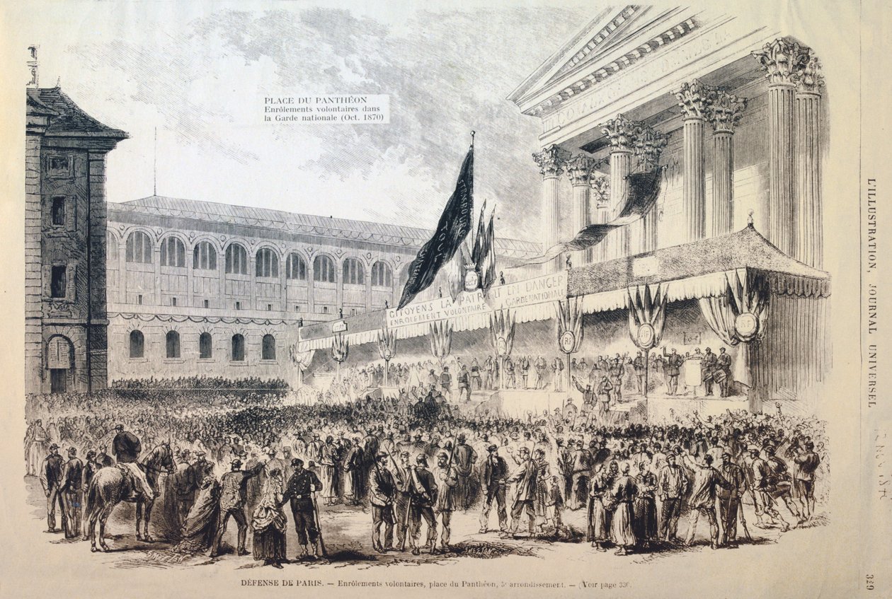 Värvning av volontärer till nationalgardet, Place du Pantheon, Paris, 1870-1871 av Unbekannt