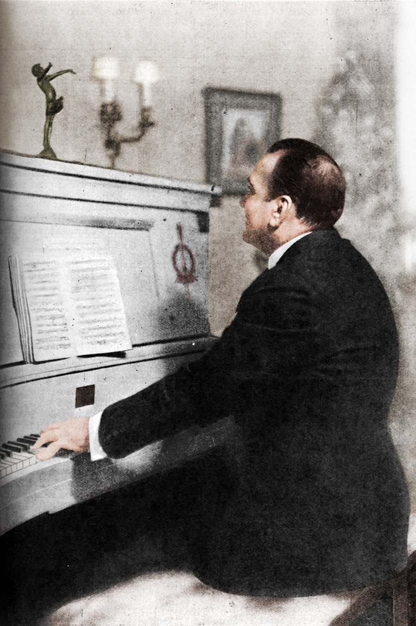 Enrico Caruso - Italiens berömda tenor vid pianot, c1925 av Unbekannt
