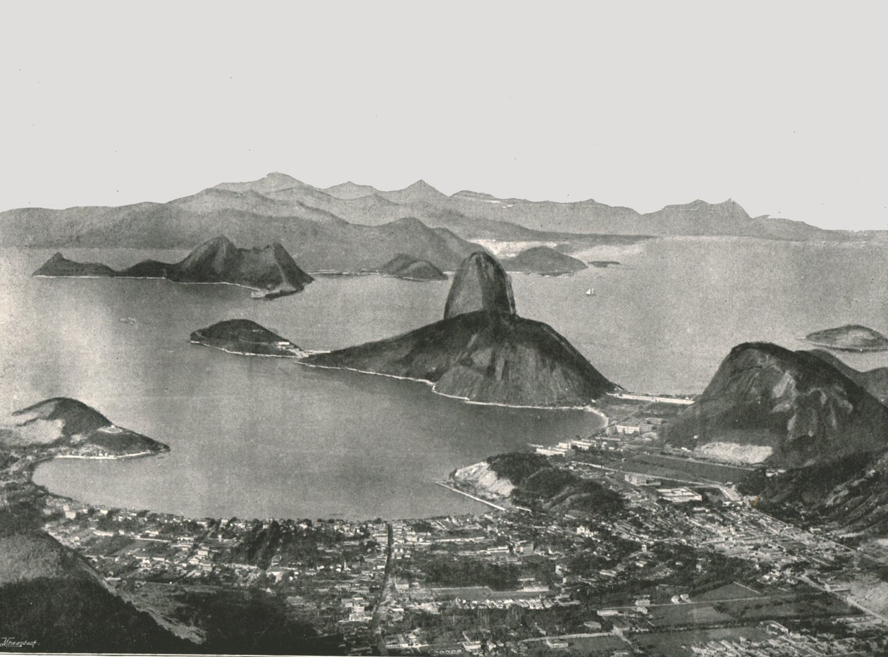 Ingång till bukten från toppen av Corcovado, Rio de Janeiro, Brasilien, 1895. av Unbekannt