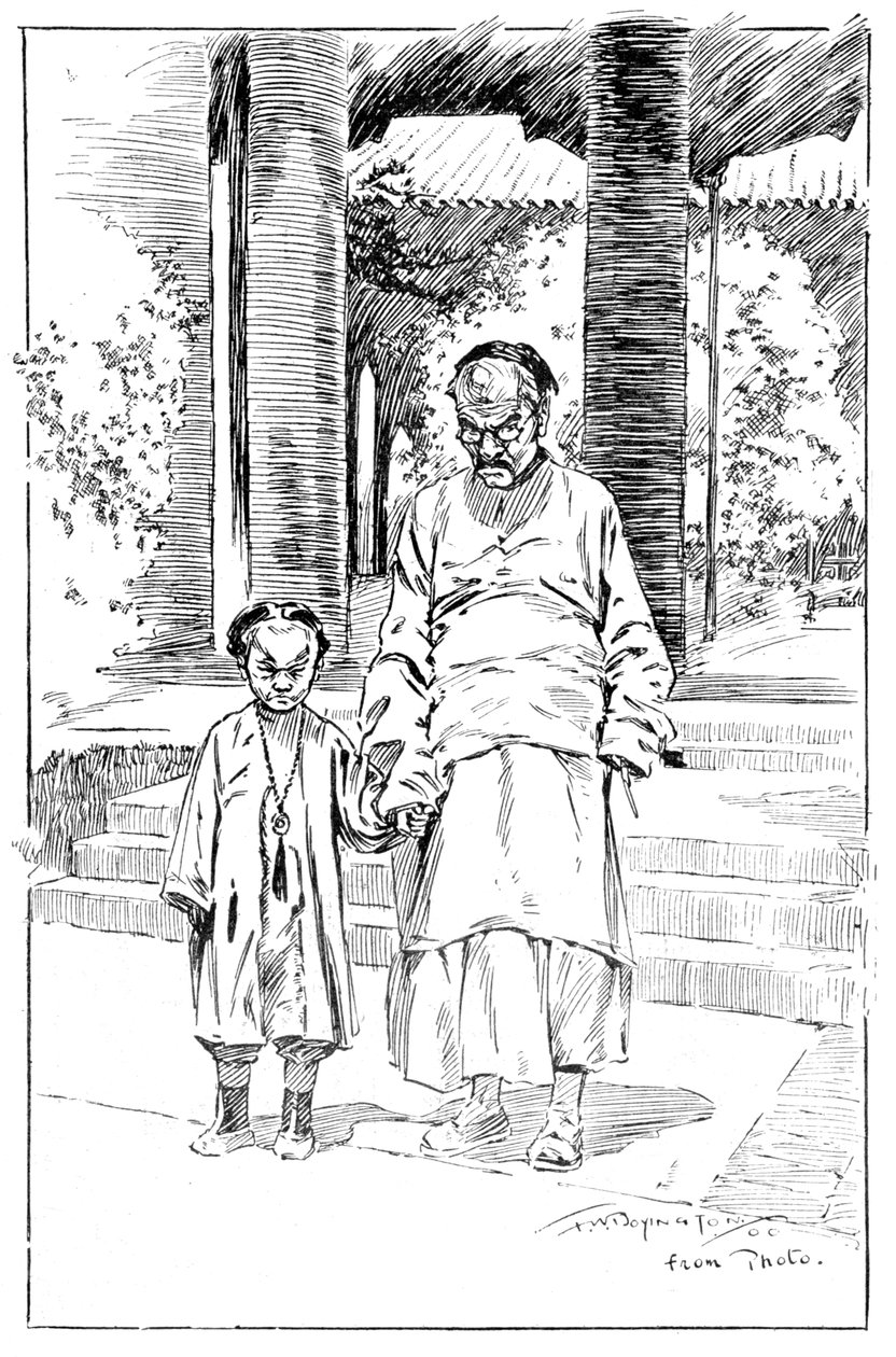 Ingång till den brittiska legationen, Pekin. Den äldsta drängen och hans son, 1900 av Unbekannt
